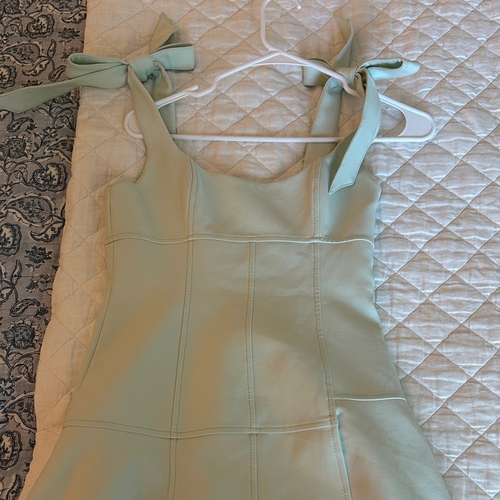 Cinq a sept Mint Green Sleeveless Dress with Bow Straps